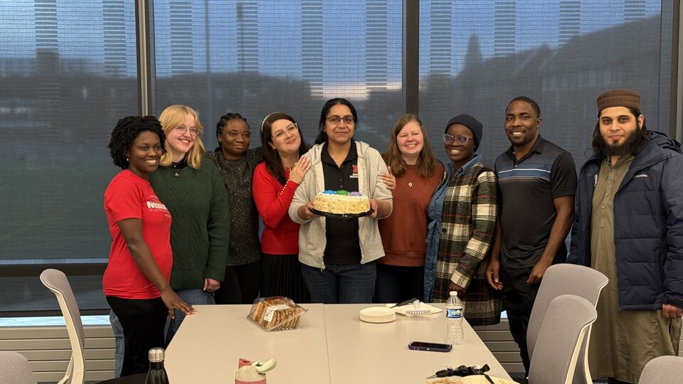 A group of UNL EER students celebrating a successful defense.